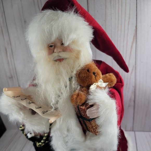 Traditions 16" Cloth and Porcelain Santa Centerpiece Holiday Decor - Picture 4 of 9